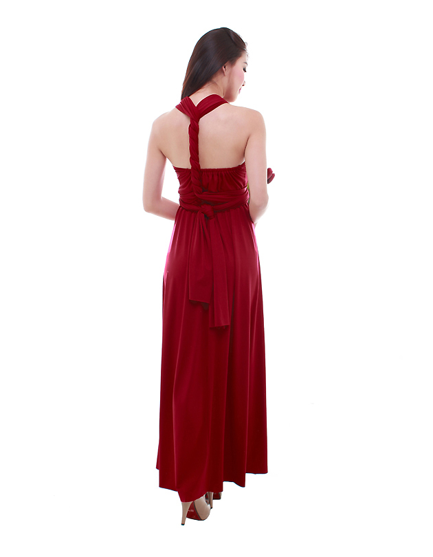 Cherie Convertible Maxi Dress in Maroon